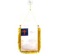 AZ FLAG Gagliardetto Cristianesimo 15x10cm con Ventosa - BANDIERINA per Auto Cristiana 10 x 15 cm
