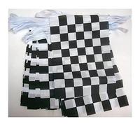 GHIRLANDA 12 metri 20 BANDIERE A SCACCHI BIANCHI E NERI 45x30cm - BANDIERA GARA AUTOMOBILISTIA 30 x 45 cm - FESTONE BANDIERINE - AZ FLAG