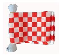 GHIRLANDA 12 metri 20 BANDIERE A SCACCHI ROSSI E BIANCHI 45x30cm - BANDIERA SCACCHIERA ROSSA E BIANCA 30 x 45 cm - FESTONE BANDIERINE - AZ FLAG