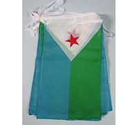 AZ FLAG Ghirlanda 12 Metri 20 Bandiere Gibuti 45x30cm - Bandiera GIBUTIANA 30 x 45 cm - Festone BANDIERINE