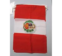 AZ FLAG Ghirlanda 12 Metri 20 Bandiere Perù 45x30cm - Bandiera PERUVIANA 30 x 45 cm - Festone BANDIERINE