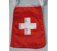 AZ FLAG Ghirlanda 12 Metri 20 Bandiere Svizzera 45x30cm - Bandiera Svizzera 30 x 45 cm - Festone BANDIERINE