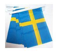 AZ FLAG Ghirlanda 4 Metri 20 Bandiere Svezia 15x10cm - Bandiera Svedese 10 x 15 cm - Festone BANDIERINE