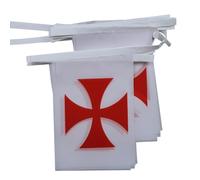 GHIRLANDA 6 metri 20 BANDIERE TEMPLARI ORDINE DEL TEMPIO 21x15cm - BANDIERA GONFALONE BAUSSANT 15 x 21 cm - FESTONE BANDIERINE - AZ FLAG