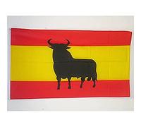 AZ FLAG J_686 Bandiera Spagna con Toro con Occhielli in Metallo, Multicolore, 150 x 90 cm