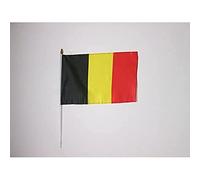 AZ FLAG Pacco 10 Bandiere Belgio 45x30cm con Asta - Bandiera Belga 30 x 45 cm