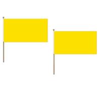 AZ FLAG Pacco 10 Bandiere Monocolore Giallo 45x30cm con Asta di Legno - Bandiera Gialla 30 x 45 cm