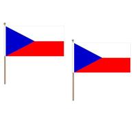 AZ FLAG Pacco 10 Bandiere Repubblica Ceca 45x30cm con Asta di Legno - Bandiera Ceca 30 x 45 cm