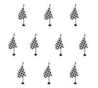 AZ FLAG - Set di 10 bandiere da tavolo a scacchi in bianco e nero - 15 x 10 cm - 10 mini bandiere a scacchi - corsa automobilistica - Formula 1 da ufficio 100% poliestere con asta da 25 cm e base in