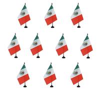 AZ FLAG - Set di 10 bandiere da tavolo messico, 21 x 14 cm, 10 piccole bandiere messicane da ufficio, 100% poliestere, con asta di 25 cm e base in plastica nera