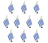 AZ FLAG - Set di 10 bandiere da tavolo Uruguay 21 x 14 cm - 10 bandiere da ufficio in 100% poliestere con asta da 25 cm e base in plastica nera