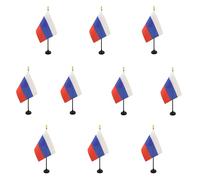 AZ FLAG - Set di 10 mini bandiere russe da tavolo, 15 x 10 cm, 10 bandiere russe da ufficio, 100% poliestere, con asta a punto dorato