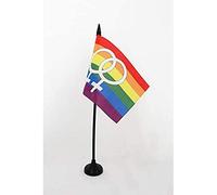 AZ FLAG UB_319 Venus, Doppia Bandiera Arcobaleno da Tavolo, Grande, in Plastica, 15 x 10 cm, Colore: Nero