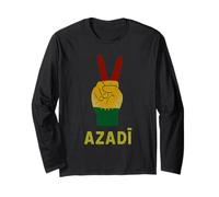 Azadi Kurdistan Segno di Vittoria Bandiera curda libertà Kurdistan Maglia a Manica