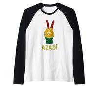 Azadi Kurdistan Segno di Vittoria Bandiera curda libertà Kurdistan Maglia con Maniche Raglan