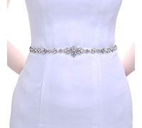 Azaleas - Cintura con strass, cristalli e perline per abiti da sposa (S09), Organza bianco., Taglia unica