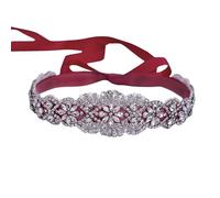 azaleas Cintura da donna sottile da sposa con cristalli, fascia per matrimonio, damigella d'onore, accessorio per abito da ragazza 40,6 cm, Vino rosso, taglia unica