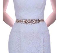 Azaleas, S423, applique per cintura, con glitter e strass, colore oro rosa, per abito da sposa, matrimonio, Organza bianco., Taglia unica