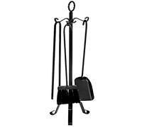 Azard Set Attrezzi Camino Kit Accessori caminetto Ferro battuto Pala Pinza Scopa 5 pz