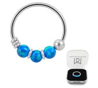 AZARIO LONDON Anello da naso con tripla pietra opale, calibro 22 (0,6 mm), diametro 8 mm, in argento Sterling 925, placcato oro e oro rosa, gioiello per piercing al naso, 8MM - Sterling Silver