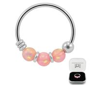 AZARIO LONDON Anello da naso con tripla pietra opale, calibro 22 (0,6 mm), diametro 8 mm, in argento Sterling 925, placcato oro e oro rosa, gioiello per piercing al naso, 8MM - Sterling Silver, Pietra