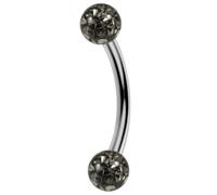 AZARIO LONDON Piercing per sopracciglio e trago, con sfera in cristallo epossidico da 3 mm, calibro 16, in acciaio inox, 10mm Length, Pietre di cristallo, Cristallo