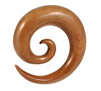 AZARIO LONDON Spina a spirale in legno saba naturale biologico, dilatatori per orecchie, dilatatori per orecchie, dilatatori per legno, conici, dilatatori a spirale, venduti al pezzo, Legno