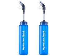 Azarxis Borraccia da Corsa Borraccia Morbida Running Borraccia Ciclismo Bici MTB Sacca Idrica Soft Flask Porta Borracce Trail Running (B - 500 ml - 2 Borracce Con Tubo)