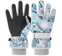 Azarxis Guanti Termici per Bambini, Guanti da Neve e Sci Invernali Antivento per Bimbo e Bimba (D - Grigio, 4-6 Anni)