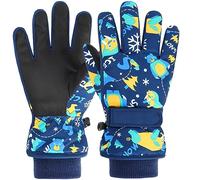 Azarxis Guanti Termici per Bambini, Guanti da Neve e Sci Invernali Antivento per Bimbo e Bimba (D - Navyblu, 9-13 Anni)