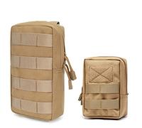 Azarxis Marsupio Tattico Borsello da Cintura Militare Borsa Tattica in Nylon Borsa Militare Porta Oggetti Borsello Tattico per Uomo Donna (#04 Cachi (15x11x6cm + 21x11x5cm) - 2 Borse)