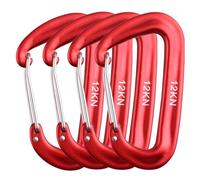 Azarxis Moschettoni 12kN (1200 kg) Multiuso in Lega d'Alluminio Forma a D Moschettone Piccolo per Campeggio Amaca Tenda Zaino Escursioni (#01 Rosso - 4 Pezzi)