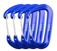 Azarxis Moschettoni 12kN (1200 kg) Multiuso in Lega d'Alluminio Forma a D Moschettone Piccolo per Campeggio Amaca Tenda Zaino Escursioni (#01 Oltremare - 4 Pezzi)