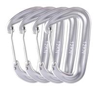 Azarxis Moschettoni 12kN (1200 kg) Multiuso in Lega d'Alluminio Forma a D Moschettone Piccolo per Campeggio Amaca Tenda Zaino Escursioni (#01 Argento - 4 Pezzi)