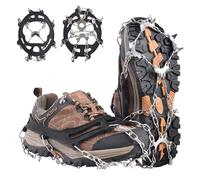 Azarxis Ramponi per Scarponi Ramponcini Bambino Uomo Donna Ramponcini da Neve Ramponi da Ghiaccio per Trekking Camp Pesca (#02 Nero - 10 Denti, 36-42,5)