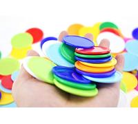 Azatemgo 90 pezzi Contatori di plastica colorate, Segnalini in plastica/Fiches da bingo/Bingo Chips/Gettone/Conteggio/dischi,Misura grande (Φ37 mm - 9 colori)