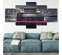 AZBESCZ Set Quadri Pronti Da Appendere 5 Pannelli Canvas Quadri Porsch 911 GT3 auto Quadri Moderni Soggiorno Grandi Poster 5 Pannelli Per Arredare Casa Regalo