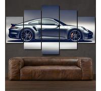 AZBESCZ Set Quadri Pronti Da Appendere 5 Pannelli Canvas Quadri Porsch 911 Turbo S Auto Sportiva Quadri Moderni Soggiorno Grandi Poster 5 Pannelli Per Arredare Casa Regalo
