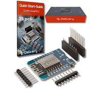 AZDelivery 25 x D1 Mini NodeMcu con Modulo WiFi ESP8266-12F Scheda di Sviluppo CH340G Lua compatibile con Arduino incluso E-Book!