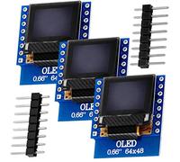AZDelivery 3 x 0.66 pollici OLED Display Shield I2C SSD1306 Chip 64x48 Pixel I2C Modulo Display HW-699 con Caratteri Bianchi compatibile con D1 Mini incluso un E-Book!