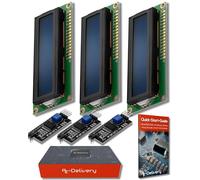 AZDelivery 3 x HD44780 16x2 LCD Modulo Bundle Display con Interfaccia I2C 2x16 Caratteri compatibie Raspberry Pi incluso un E-Book! (con Sfondo blu e Caratteri Bianchi)