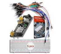 AZDelivery 5 x MB 102 Breadboard Kit - 830 Breadboard, Adattatore di Alimentazione 3,3V 5V, 65pcs Jumpers compatibile con Arduino incluso un E-Book!