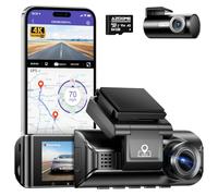 AZDOME 4K 5Ghz WiFi GPS Telecamera per Auto Dashcam Frontale Posteriore con WDR, Sensore G, Schermo da 3,19, Pollici Registrazione in Loop, Monitor di Parcheggio, Supporto Massimo 256GB(M550Pro-2CH)
