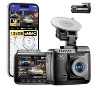 AZDOME 4K Dash Cam con 5 GHz WiFi GPS Telecamera per Auto 4K&1080P, ADAS, 128GB eMMC, Visione Notturna, Modalità Parcheggio, Registrazione Loop, 170° Grandangolare, (GS63Pro)