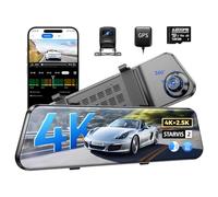 AZDOME Dash Cam Auto Specchietto Retrovisore 12" IPS Touch, Telecamera per Auto 4K + 2.5K, HDR, WiFi 5GHz, GPS, Visione Notturna, Controllo Vocale, Scheda SD 128GB, Monitoraggio Parcheggio