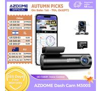 AZDOME M300S Dash Cam 4K Anteriore e Posteriore, Telecamera per Auto con ADAS Integrato, WiFi, GPS, Scheda da 64GB Gratuita, Controllo Vocale, Visione Notturna