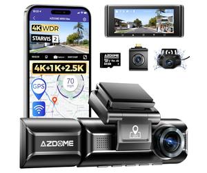 AZDOME M550 MAX 4K 3 Canali Dash Cam, 4K+1080P+2.5K Telecamera per Auto, WiFi GPS, Dash Cam Auto IPS 3.19" con Scheda SD 64G