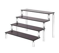 AZEAM Acrilico Riser Display Stand, Nero 4 Livelli Cupcake Stand Display Alzate Scaffale Profumo Colonia Organizer Compatibile con Pop Figure Cibo Dessert Trucco Cosmetico (1 confezioni)