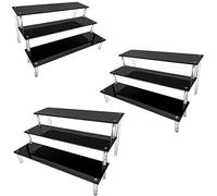 AZEAM Blocco Nero Acrilico Riser Blocco Organizzatori Smalto Acrilico Spezie Da Tavola Che Cadessero Cosmetici l’Artigianato Gioielli Torta Buffet Di Tortine Dessert Modello 3 PACKs