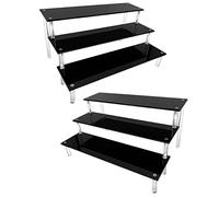 AZEAM Blocco Nero Acrilico Riser Blocco Organizzatori Smalto Acrilico Spezie Da Tavola Che Cadessero Cosmetici l’Artigianato Gioielli Torta Buffet Di Tortine Dessert Modello 2 PACKs